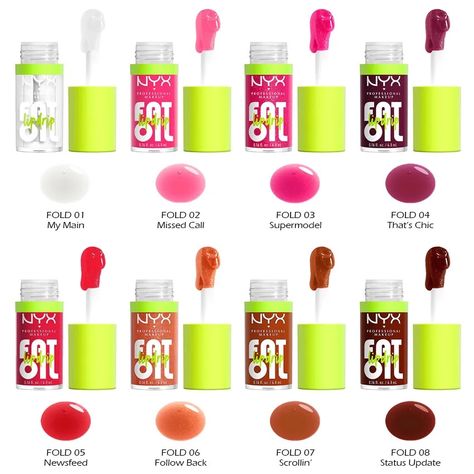 Lips pumped with FAT perks. FAT shine. FAT protection. Giving you FAT hydration for 12HR! Easy application with our FAT applicator, one swipe is all you need. 8 flexible shades, comfortable wear, non-sticky texture, high shine finish, Fat oil lip drip is a triple threat! Nyx Fat Oil Lip Drip, Nyx Fat Oil, Penyimpanan Makeup, Fat Oil, Ideas De Maquillaje Natural, Dripping Lips, Tinted Gloss, Nyx Lip, Tinted Lip Gloss