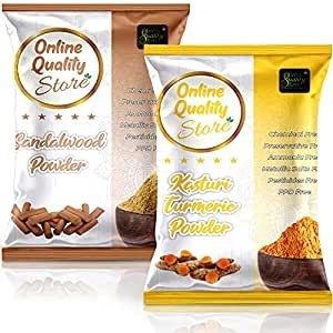 Online Quality Store Kasturi Turmeric Powder for Face + Pure Organic Sandalwood Powder |kasturi haldi powder,wild turmeric powder,kasturi manjal |chandan powder for face,skin(Pack of 2 ,100g each ,Total 200g Pack) Powder For Face, Haldi Powder, Orange Powder, Neem Powder, Rose Powder, Sandalwood Powder, Multani Mitti, Skin Pack, Natural Cleanser