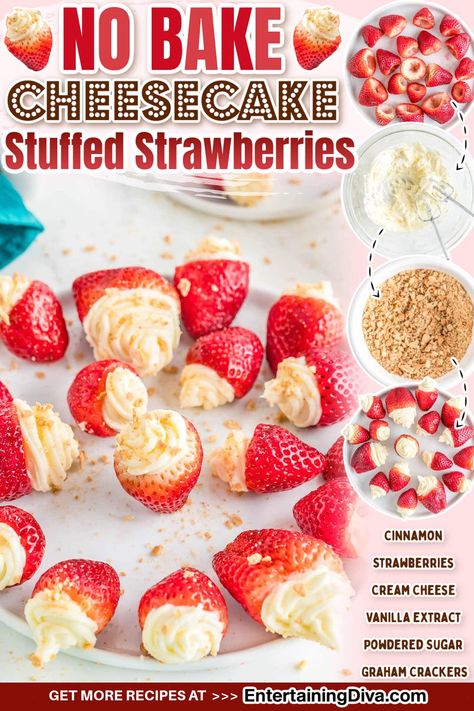 No Bake Cheesecake Stuffed Strawberries | Recipes Strawberries 4th Of July, Cheesecake Deviled Strawberries, Deviled Strawberry, Strawberry Stuffed Cheesecake, Cheesecake Filled Strawberries, Powdered Sugar Cookies, Cheesecake Stuffed Strawberries, Stuffed Strawberries, Fresh Strawberry Recipes