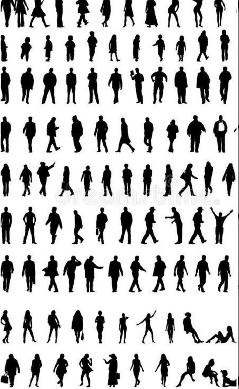 Sillouttes Images People, People Silhouette Sitting, Shadow People Art Silhouettes, Silhouette People Architecture, Crowd Silhouette Illustration, Charcoal Art, Art Moderne, Silhouette Cameo, Illustrations