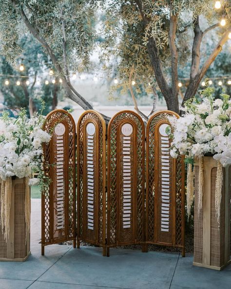 The bride and her family sourced this vintage room divider and it was transformed into the most delightful lil’ escort display, complete with ribbon woven through the caning to attach each card. Nothing but the best for your favorite people! ✨💕 Planning: @revelweddingco | Photo: @elysehallphotography | Florals: @luxflorist | Venue: @elchorroweddings Vintage Room Divider, Vintage Room, Wedding Dreams, Got Married, The Bride, Dream Wedding, Divider, Room Divider, Ribbon