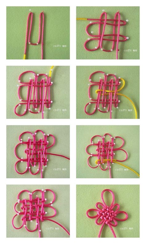 Panchang Knot is so popular that many people think it is “the Chinese Knot". Actually it is only a typical knot genre in Chinese knotting. A basic Panchang Knot consists of 8 loops and 8 ears. The... Pola Macrame, Tutorial Macramé, Decorative Knots, Knots Diy, Seni Dan Kraf, Knots Tutorial, Kraf Diy, Pola Gelang, Chinese Knot