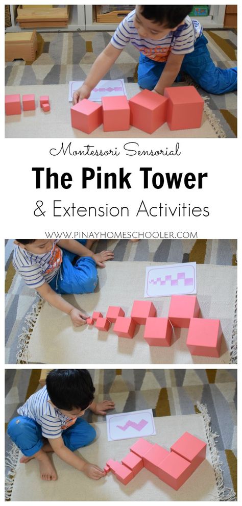 Pink tower activities and extensions Preschool Sensory Play, Painting Ideas For Kids, Preschool Sensory, Montessori Lessons, 포트폴리오 레이아웃, Montessori Homeschool, Montessori Practical Life, Montessori Preschool, Montessori Math