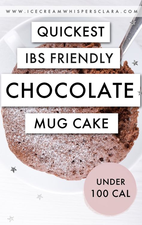 Low calorie IBS friendly chocolate desserts ideas Low Fodmap Mug Cake, Low Cal Mug Cake, Low Fodmap Desserts, Low Fodmap Chocolate, Heart Foods, Healthy Chocolate Mug Cake, Mug Dessert Recipes, Low Calorie Chocolate, Chocolate Mug Cake