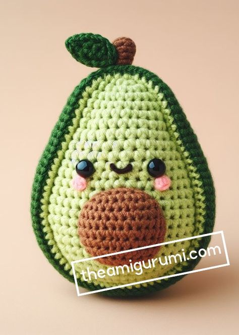 Crochet Avocado Amigurumi Pattern Free Avocado Crochet Pattern Free, Crochet Avocado Pattern Free, Avocado Crochet, Crochet Trends, Crochet Avocado, Crochet Key Cover, Turtle Amigurumi, Crochet Pineapple, Crochet Toys Free Patterns