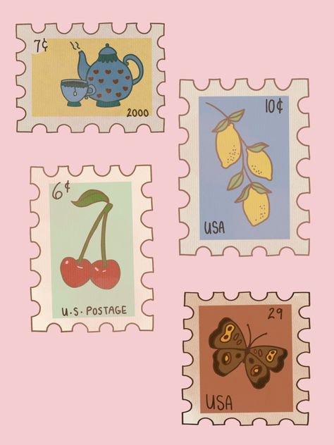 Digital Scrapbooking Stickers, Aesthetic Pics For Collage, Postal Stamp Art, Collage Clip Art, Cool Graphic Design Ideas, Scrapbook Png Stickers, Easy Stickers To Draw, Things To Put Stickers On, Cute Scrapbook Stickers