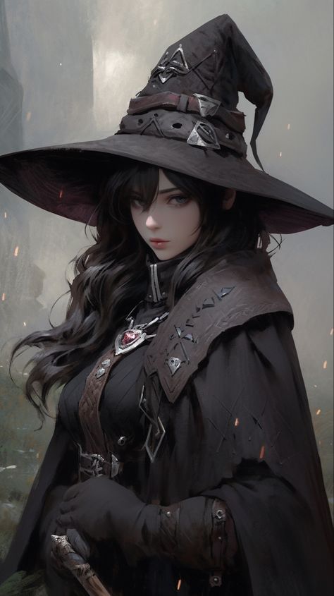 Dark Witch Character Design, Modern Witch Aesthetic Outfit, Nightmare Soul Calibur, Witch Character Art, Witch Rpg, Dnd Witch, Witch Fantasy Art, Witch Reference, Female Wizard