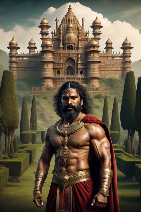 Ancient Indian king portrait. Castle and garden. AI generated image. Yodhyeya Hindu King, Indian Kings, Love Novels, Indian King, King Portrait, Horror Novels, Indian Warrior, Janmashtami Wishes, Ancient Kings