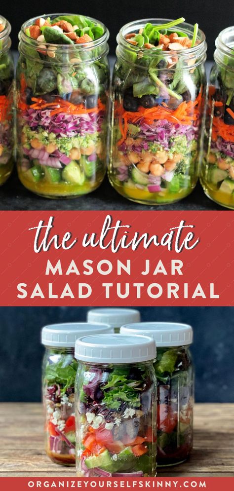 Mason Jar Chef Salad, Whole30 Mason Jar Salad, Making Salads For The Week, Building A Salad, Mason Jar Salad Order, Mason Salad Jars, Glass Jar Salads, Cobb Salad Mason Jar Recipe, What Size Mason Jar For Salad