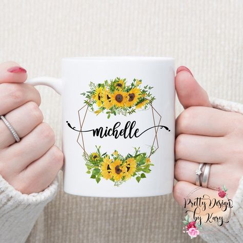 Sunflower Mug, Sublimacion Ideas, Personalized Best Friend Gifts, Small Business Gifts, Surprise Az, Tea And Books, Sunflower Gifts, Special Birthday Gifts, Floral Mug