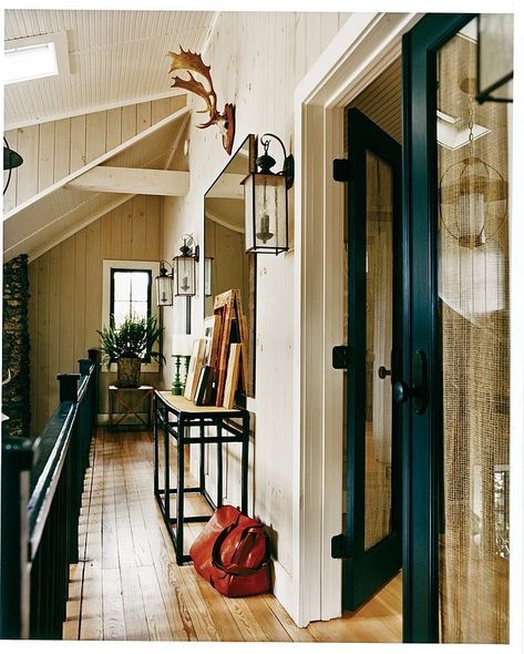 Lake House by Thom Filicia | HomeAdore Lake House Interior Design, Cottage Hallway, Inside Celebrity Homes, Rustic Lake Houses, Lake House Interior, Thom Filicia, Rustic Country Home, Bedroom Loft, Celebrity Houses