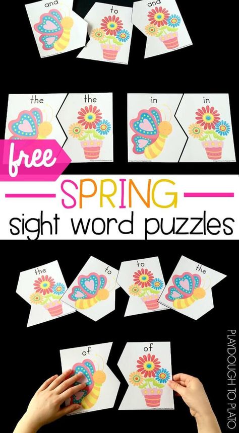 Sight Word Puzzles, Practice Sight Words, Word Work Stations, Playdough To Plato, Sight Word Fun, Spring Centers, Spring Words, Kids Work, Spring School