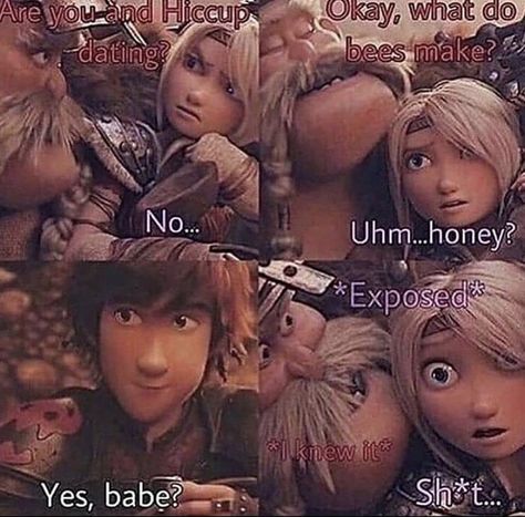 Hicks Und Astrid, Httyd Funny, Dragon Memes, Hiccup And Astrid, Funny Disney Memes, Prințese Disney, Funny Disney Jokes, Dragon Trainer, Disney Memes