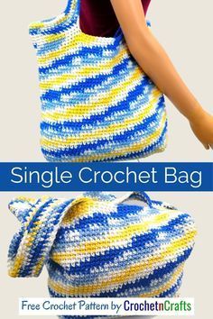 Single Crochet Bag Free Pattern, Crochet Totes, Crochet Drawstring, Tote Crochet, Crochet Beach Bags, Poncho Crochet, Crochet Market, Free Crochet Bag, Handbags Patterns