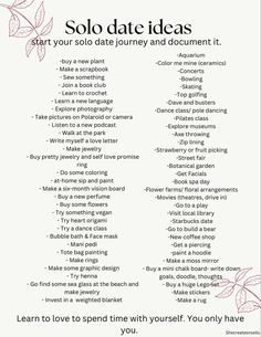 Solo Date Ideas, Dating Myself, Solo Date, Get To Know Yourself, Practicing Self Love, Self Care Bullet Journal, Vie Motivation, Writing Therapy, Know Yourself