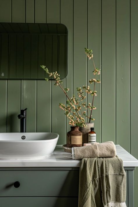 Transform your bathroom into a serene retreat with stunning sage green decor ideas. Explore fresh paint colors that evoke calmness, stylish accessories to create visual interest, and elegant vanity designs that bring harmony to your space. Whether you’re rethinking the entire design or just updating some details, incorporating sage green can set the perfect tone. Get inspired with creative solutions that reflect tranquility and fresh vibes, making every visit to your bathroom a refreshing experience. Small Bathroom Sage Green, Sage Green Bathroom Walls, Sage Green Bathroom Ideas, Sage Bathroom, Vanity Styles, Sage Green Bathroom, Blue Green Bathrooms, Sage Green Decor, Green Bathroom Ideas