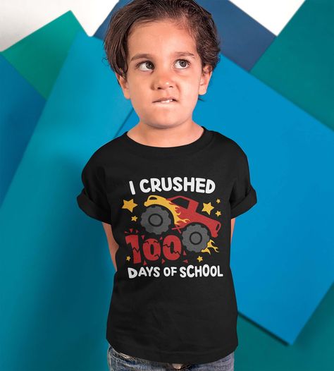 100 Days Of School Monster, Monster Truck Shirt, Loving Personality, School Look, Truck Shirt, Fun School, Truck Shirts, School Looks, Truck Design