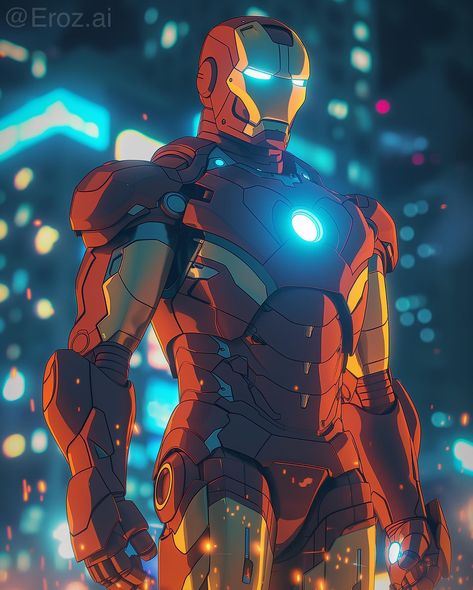 Iron Man Oc, Ironman Cartoon, Marvel Spiderman Comic, Avengers Anime, Iron Man All Armors, Iron Man Fan Art, Marvel Anime, Marvel Wallpaper Hd, Marvel Paintings