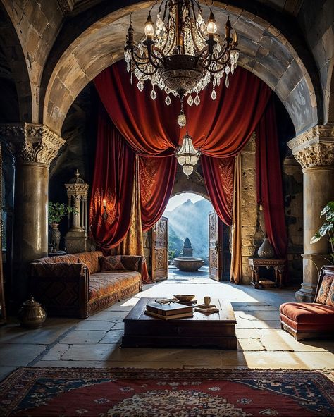 Castle Aesthetic Interior, Fantasy Houses, Open Living Room Design, Royal Room, Castle Interior, Palace Interior, Fantasy Rooms, Natural Homes, Castles Interior