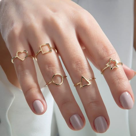 10K,14K,18K Gold Symbol Ring, Gold Signet Ring, Heart Ring, Open Circle Ring, Triangle Ring, Square Ring, Star Ring, Mother's Day Gift - Etsy Canada Squared Ring, Rose Gold Heart Ring, Gold Symbol, Open Circle Ring, Star Rings, Ring Square, Gold Heart Ring, Triangle Square, Minimal Ring