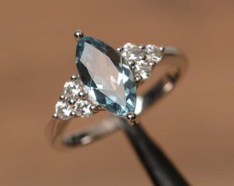 Sparkly Rings, Elegant Rings, Blue Aquamarine Ring, March Birthstone Ring, Marquise Ring, Engagement Rings Marquise, Alexandrite Ring, London Blue Topaz Ring, Aquamarine Ring