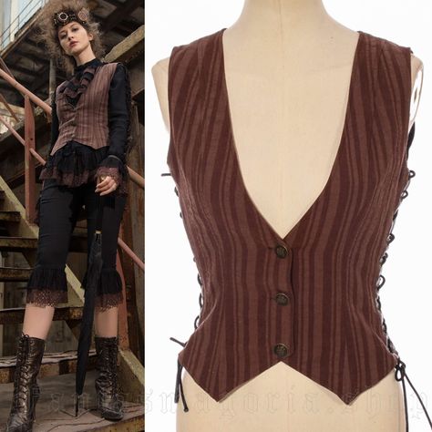 Steampunk Vest, Women's Vests, Steampunk Crafts, Striped Vests, Gothic Metal, Steampunk Clothing, Vest Outfits, Victorian Gothic, Steampunk Fashion