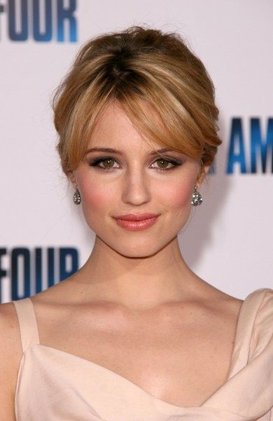 Side bangs Updo Front View, Dianna Agron Hair, Loose Bun Hairstyles, Tapered Haircut, Hairdo Wedding, Updo Hairstyle, Dianna Agron, Front Hair Styles, Elegant Updo