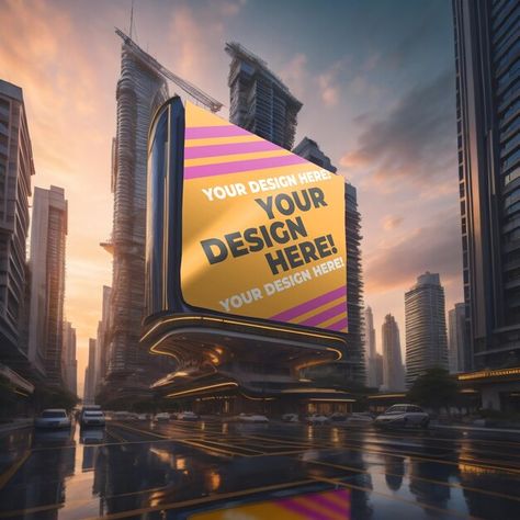 City Billboard Aesthetic, Futuristic Billboard, Anamorphic Billboard, Billboard Top 100, Billboard Template White, Arón Piper, Billboard Mockup, Psd Icon, Vector Photo