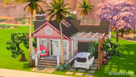 Microhome Sims 4, Sims 4 Pink House, Sims 4 Micro House, Sims4 House, Lotes The Sims 4, Patio Kits, Glam House, Sims 4 Speed Build, Sims Houses