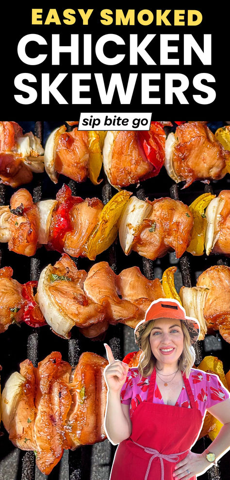 Traeger BBQ Marinated Smoked Chicken Breast Skewers Traeger Chicken Skewers, Smoked Kabobs Chicken Skewers, Smoked Skewers, Smoked Chicken Skewers, Traeger Grill Recipes Chicken, Chicken Breast Skewers, Bbq Smoked Chicken, Smoked Chicken Breast, Traeger Chicken