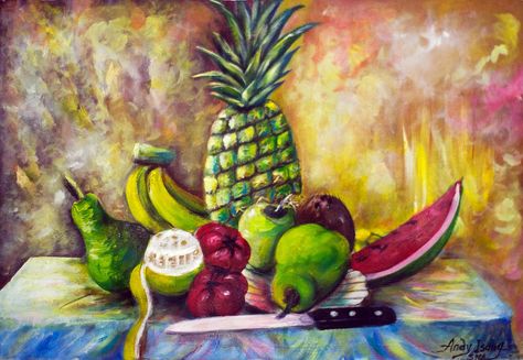 Fruit Composition Painting, Still Life Fruit Painting, Adventure Time Crafts, Acrylic Still Life, Composition Painting, Still Life Fruit, Healthier Eating, Fruit Painting, Plant Painting