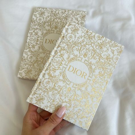 Dior Limited Edition Notebook 100% Paper Lined Paper 72 Pages Made In France Hard Cover Brand New/ Never Used Comes With Dior Notebook Box Toile Aesthetic, Notebook Photoshoot, Dior Notebook, Dior Office, Designer Notebook, Gold Notebook, Elegant Notebook, Agenda Book, Book Christmas Gift