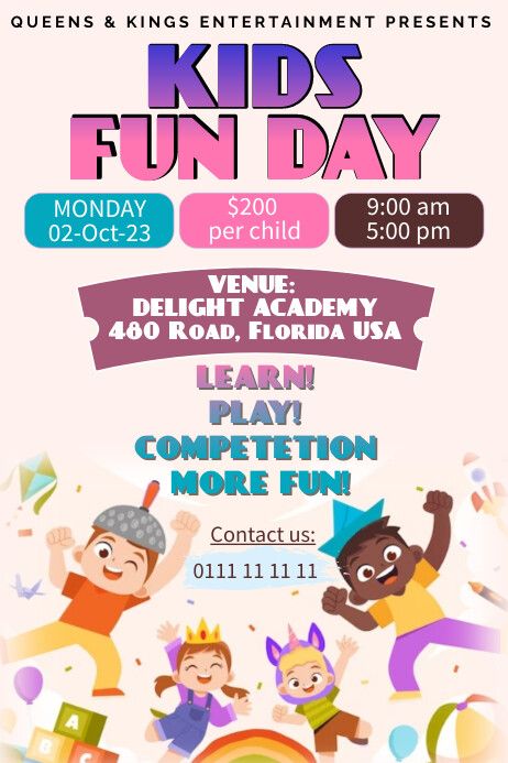 Editable Kids children fun day outdoor entertainment event poster banner ad flyer Kids Event Poster, Program Poster, Grow Email List, Event Posters, Outdoor Entertainment, Promotional Flyers, Banner Ad, Poster Banner, Programming For Kids