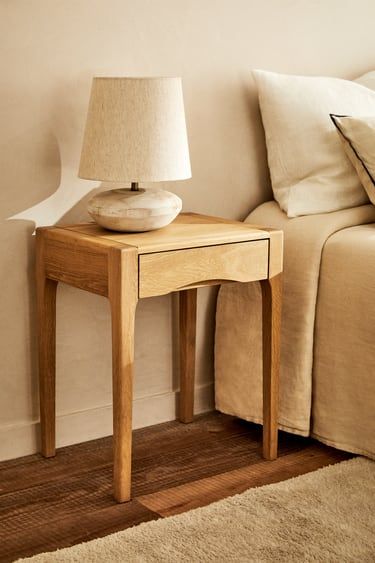 Zara Home Side Table, Oak Bedside Table, Bedside Table With Drawer, Walnut Armchair, Oak Bedside Tables, Wooden Bedside Table, Wood Bedside Table, Wooden Side Table, Marble Side Tables