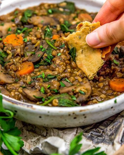 These amazing legumes are shining bright in this flavorful and comforting French Lentil Rice Mushroom Stew that is sure to warm you up like a big hug. #vegan #oilfree #glutenfree #plantbased | monkeyandmekitchenadventures.com Rice And Stew, Lentil Mushroom, Rice Stew, Lentil Rice, Monkey And Me Kitchen Adventures, Monkey And Me, Mushroom Stew, Mushroom Rice, French Lentils