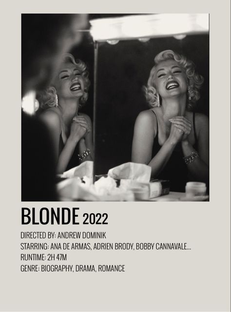 Blonde (2022) Blonde 2022, Blonde Poster, Scott Robertson, Blonde Movie, Poster Polaroid, Xavier Samuel, Bobby Cannavale, Evan Williams, Joyce Carol Oates