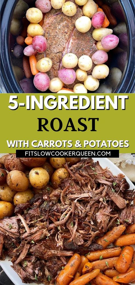 Slow Cooker Roast Potatoes And Carrots, Red Potato Crock Pot, Crockpot Roast Easy Simple, Easy Roast Beef Crock Pot, Roast Potatoes Carrots Crockpot, Meat Potatoes Crockpot, Potato Carrot Crockpot Recipes, Easy Potroast Crockpot Crock Pots, Crockpot Pork Roast And Potatoes