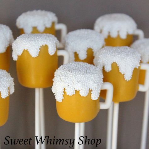 12 Beer Mug Cake Pops for husband, boyfriend, guy birthday, anniversary, sports, tailgate, football, soccer, coach, St Patrick's, Valentine Beer Cakes For Men, Beer Mug Cake, Birthday Cake For Boyfriend, Cake For Boyfriend, Birthday Cake For Husband, Cake For Husband, Beer Cake, Marshmallow Pops, Birthday Cakes For Men