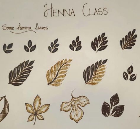 Mehendi Leaf Design, Mehendi Basics, Mehndi Leaves, Henna Elements, Practice Henna, Mehndi Practice, Learn Mehndi, Mehndi Book, Mehndi Tutorial