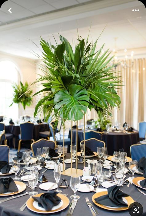 Tall Flower Arrangements, Tall Floral Arrangements, Wedding Reception Guest, Greenery Flowers, Tropical Floral Arrangements, Tropical Wedding Inspiration, Greenery Centerpiece, Tall Wedding Centerpieces, Greenery Arrangements