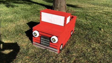 How to Make a DIY Crate Red Pickup Truck | Hometalk Cardboard Truck, Red Pick Up Truck, Red Pickup Truck, Creative Items, Diy Crate, Crate Diy, Vintage Crate, Apple Barrel, Pick Up Truck