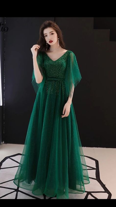 Dark Green Ball Gown Long Sleeve, Emerald Green Prom Dress Modest, Green Prom Dress Fairy, Modest Green Prom Dress, Emerald Prom Dress Long, Valedictory Dress, Dark Green Prom Dress Long, Emerald Wedding Dresses, Green Long Dresses