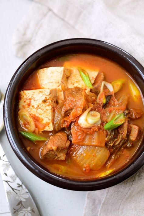 Korean Soup Instant Pot, Kimchee Jigae Recipe, Korean Instant Pot Recipes, Instant Pot Korean Recipes, Kimchi Chigae Recipe, Kimchee Soup, Kimchi Tofu Soup, Best Asian Recipes, Kimchi Stew Recipe