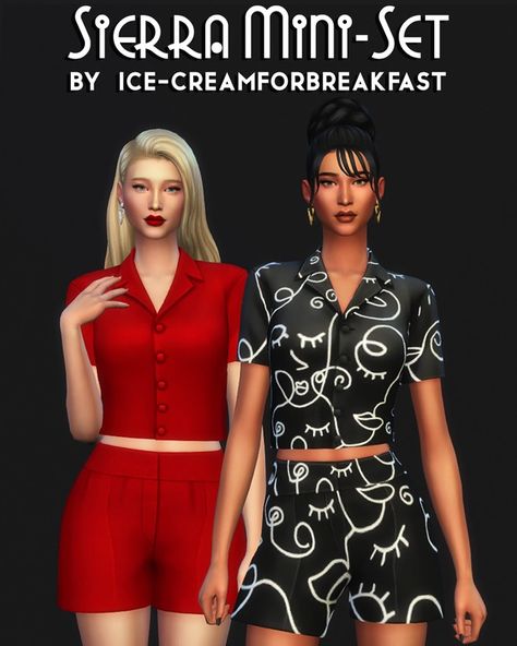 Sierra Mini-Set (August 2024) | Patreon Ts4 Male Crop Top, Sims Clothes Mods, 90s Shows, Clothes Crop Tops, Summer Era, Sims 4 Cc Clothes, Female Sims, Cc Packs, Cc Hair