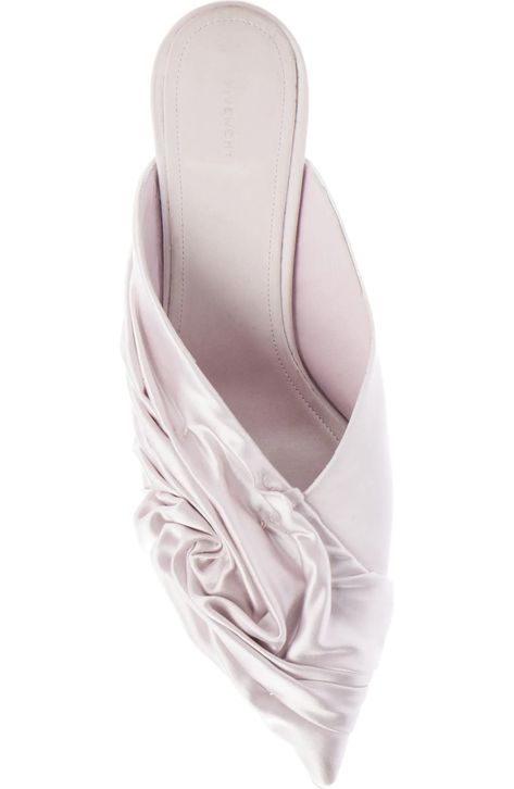 Givenchy Show Twist Pointed Toe Kitten Heel Mule (Women) | Nordstrom Satin Shoe, Spring Lookbook, Shoe Show, Nude Heels, Embroidered Silk, Kitten Heel, French Fashion, Mule, Bags Shoes