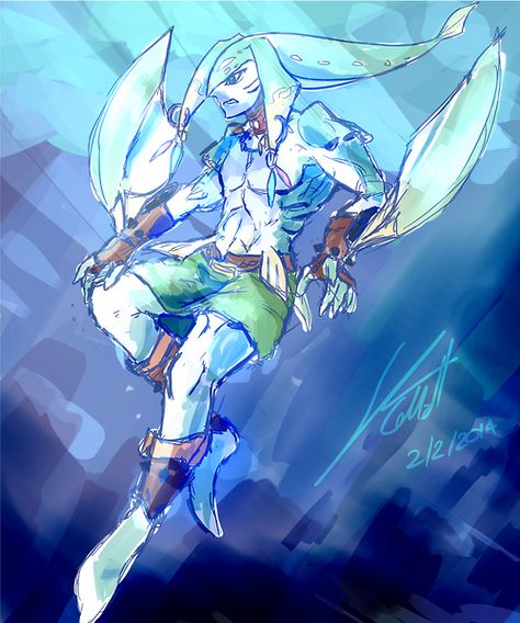 The Legend Of Zelda :Majora's Mask - Zora Link Zora Oc, Zelda Races, Zora Link, Aquatic Character, Nintendo Artwork, Legend Of Zelda Majora's Mask, Legend Of Zelda Characters, Dragons Crown, Zelda Twilight Princess