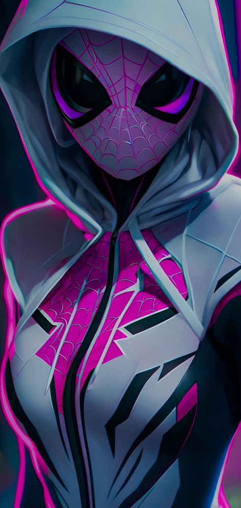 Ghost Spider Bedroom, Spider Woman Wallpaper, Ghost Spider Wallpaper, Spider Gwen Wallpaper, Gwen Wallpaper, Spider Gwen Costume, Dark Disney Art, Spider Gwen Art, Gwen Spiderman