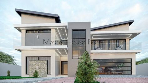 Double Storey House Plans South Africa, Ghana House Plans Design, Modern Home Architecture, Double Storey House Plans, House Plans South Africa, Farm Style House, House Plans For Sale, Modern Family House, Butterfly Roof