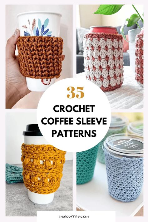 35 Free Crochet Cup Cozy Patterns - mallooknits.com Free Crochet Cup Cozy, Cup Sleeve Pattern, Coffee Sleeve Pattern, Free Crochet Baby Blanket Pattern, Crochet Patterns For Blankets, Cup Cozy Crochet Pattern, Coffee Cozy Pattern, Free Crochet Baby Blanket, Crochet Craft Fair