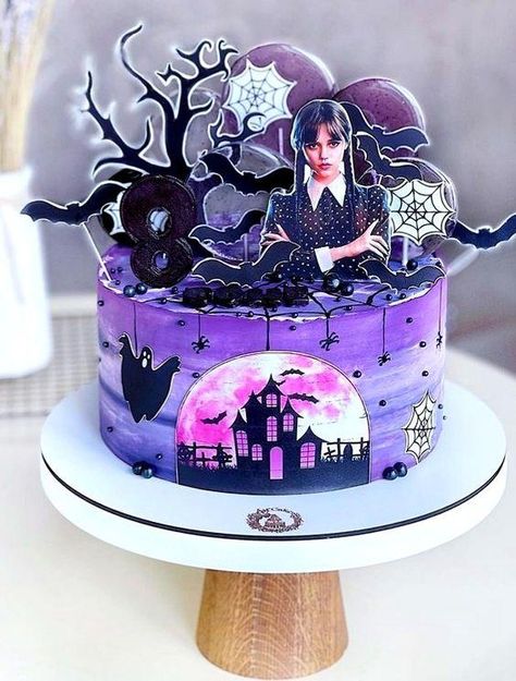 Tort Wednesday, Wensday Cake, Merlina Cake, Wednesday Cake, Spooky Cake, Halloween Birthday Cakes, Disney Princess Cake, Cake Models, Frozen Birthday Cake